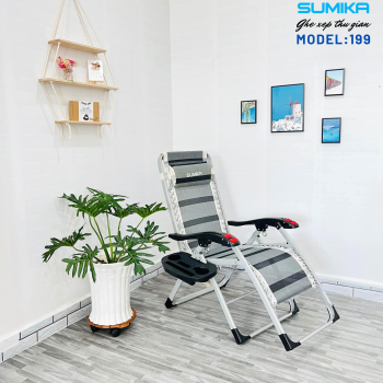 Ghế xếp thư giãn SUMIKA 199, lăn tay massage, khung vuông cao cấp