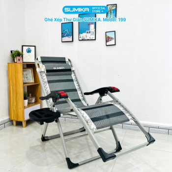Ghế xếp thư giãn SUMIKA 199, lăn tay massage, khung vuông cao cấp